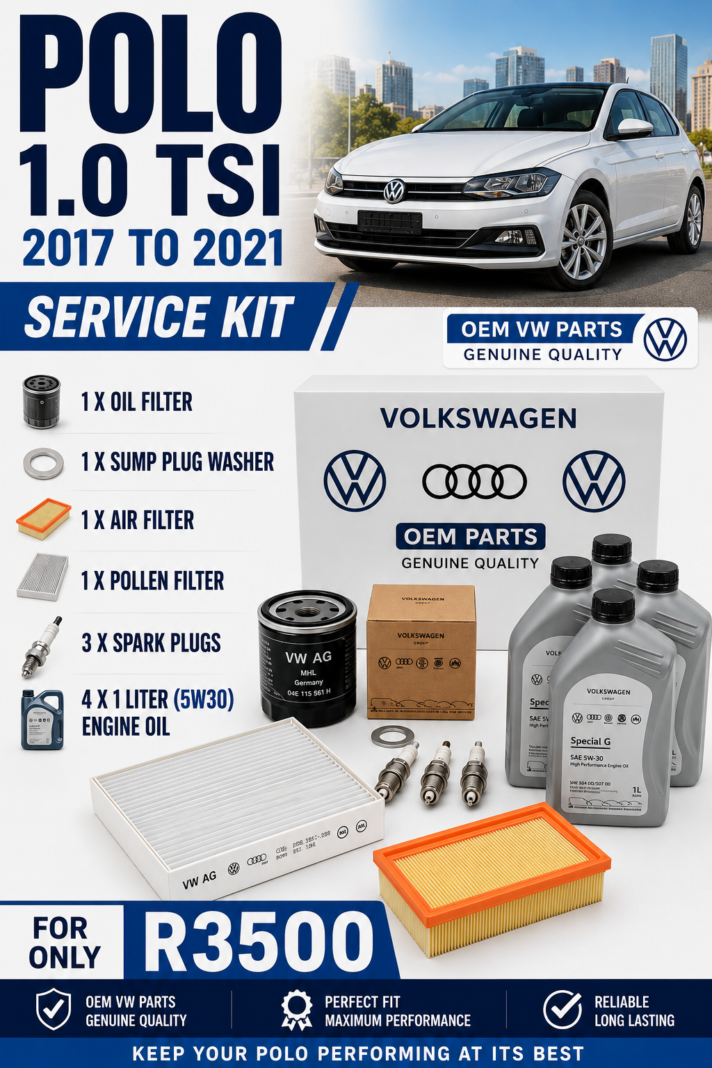 VW POLO 1.0 TSI SERVICE KIT (2017-2021)